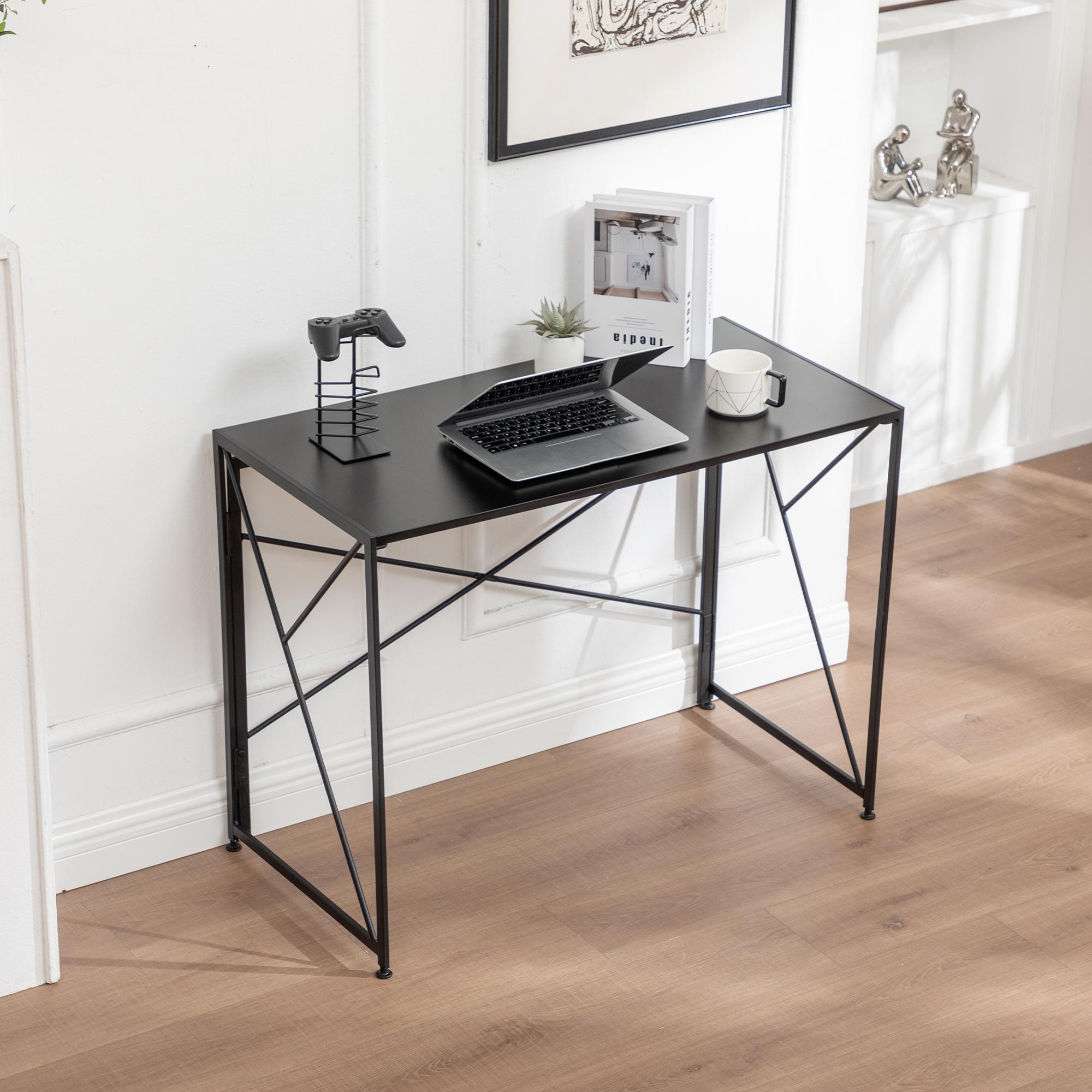 GIHAUVIA Schreibtisch 100 × 50 × 75 cm kleiner Schreibtisch, Schreibtisch für kleine Räume moderner einfacher PC-Schreibtisch Schwarz