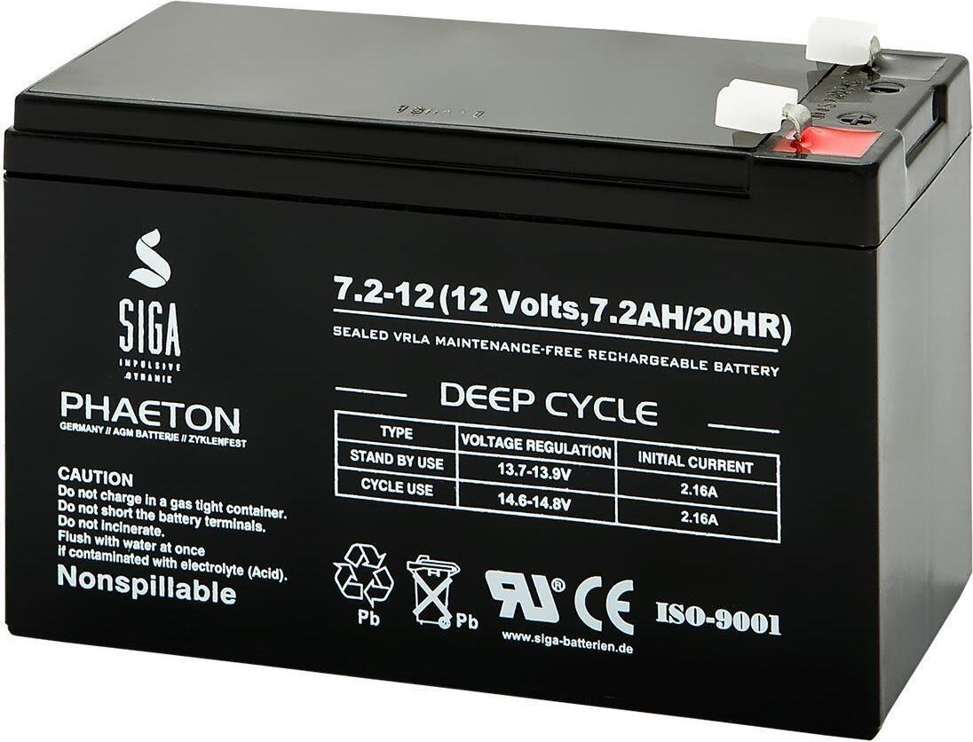 SIGA IMPULSIVE DYNAMIK SIGA Phaeton AGM Deep Cycle Akku 7,2Ah 12V S7,2-128