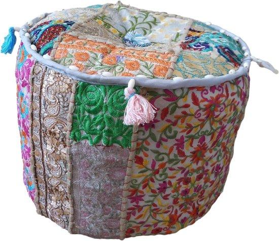 Famanu Ottomanische Pouf - Indische Stickerei - Grau SHSHOP