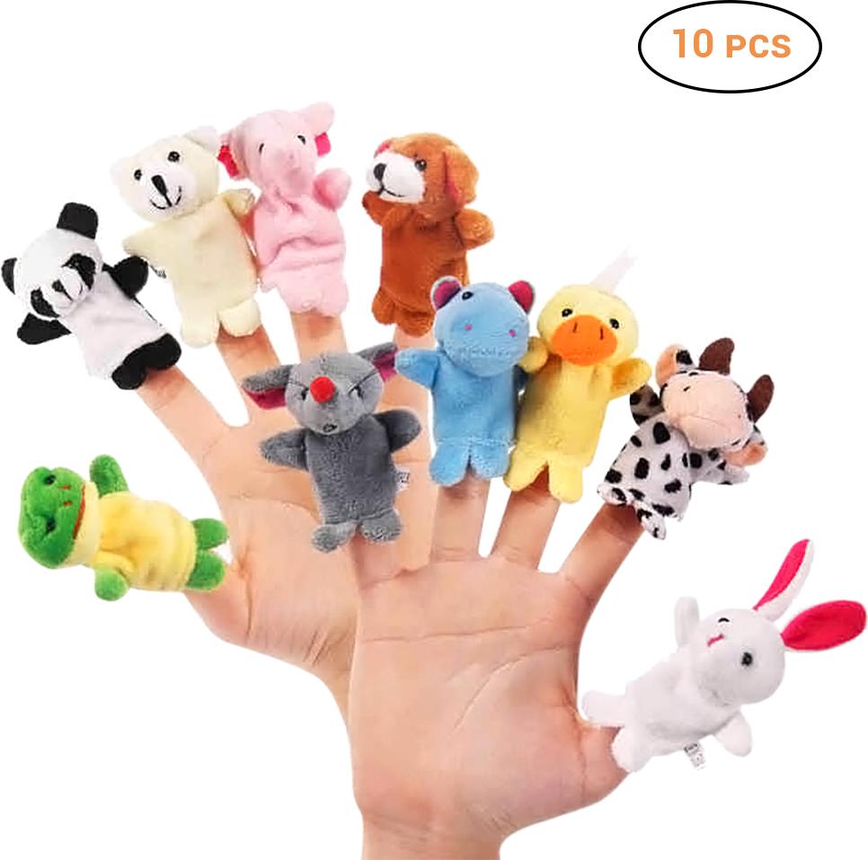 Ccdes Marionnettes à Main, 10 Pcs Marionnettes à Doigts Courtes en Peluche Mignonnes Dessin Animé Animal Marionnette à Main Gant pour Enfants de Plus de 3 Ans