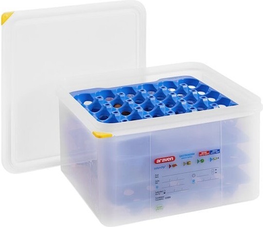 TAMLED Eier-Box inkl. 4 blauen Tabletts für die Lagerung von je 30 Eiern GN 2/3