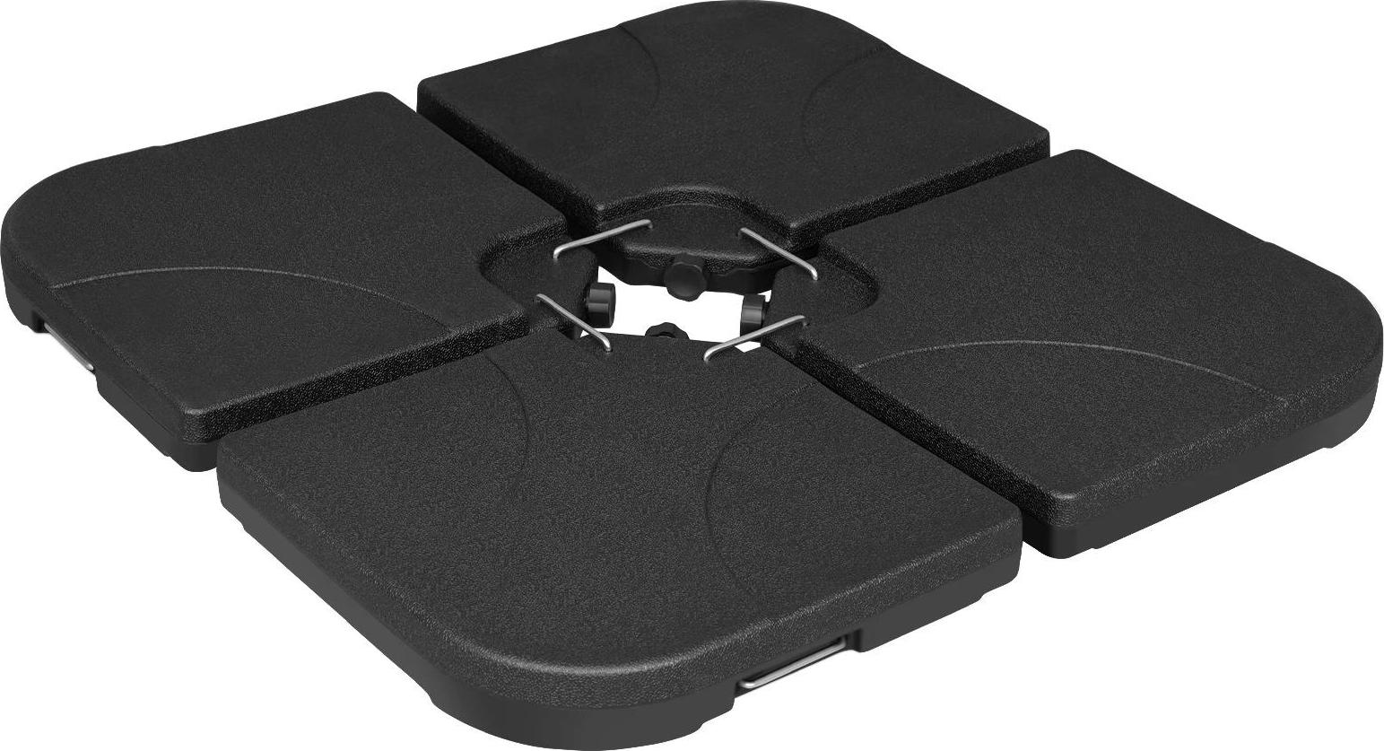 StarTech Sonnenschirmständer - Gewichtsplatten - Für Kreuzfuß - Volumen 15 L pro Platte - HDPE + Metall - Maße 50 x 50 x 8 cm - Befüllbar mit Wasser/Sand - Schwarz