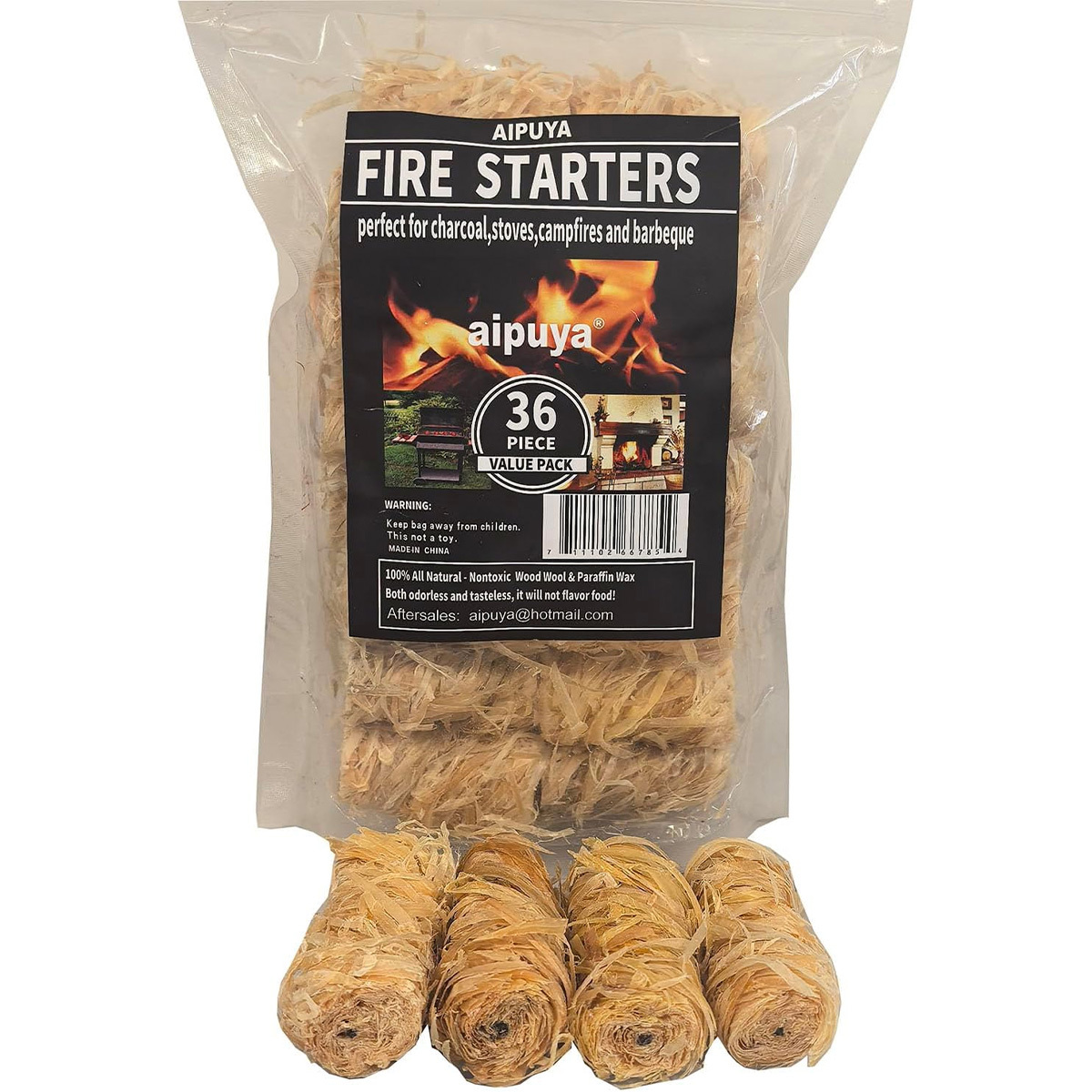 Novzep Kamin Anzünder,Anzünder Kaminanzünder, Grillanzünder,Anzündsticks Kaminanzünder,aus Holzwolle und Wachs,schnell und umweltfreundlich KAUF-ALRI-OD923-16