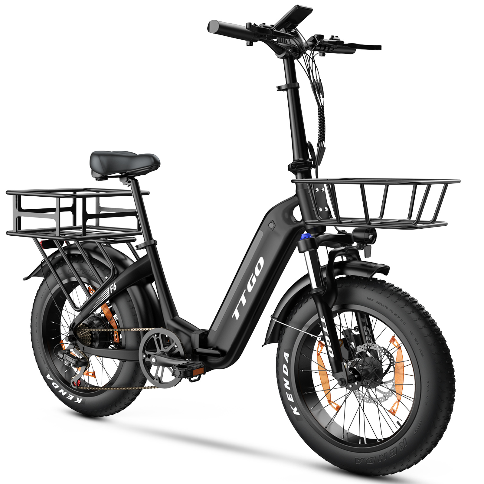 25Ah 20-palcový elektrický bicykel s nízkym nástupom E-Fatbike Skladací elektrický bicykel 250W Shimano 7-rýchlostný LCD City Až 100 km S predným a zadným košom Čierna