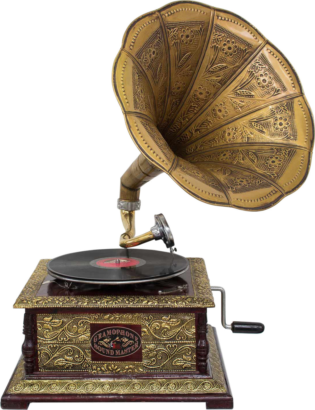 Aubaho Nostalgie Grammophon Dekoration mit Trichter Grammofon Antik-Stil (l2)