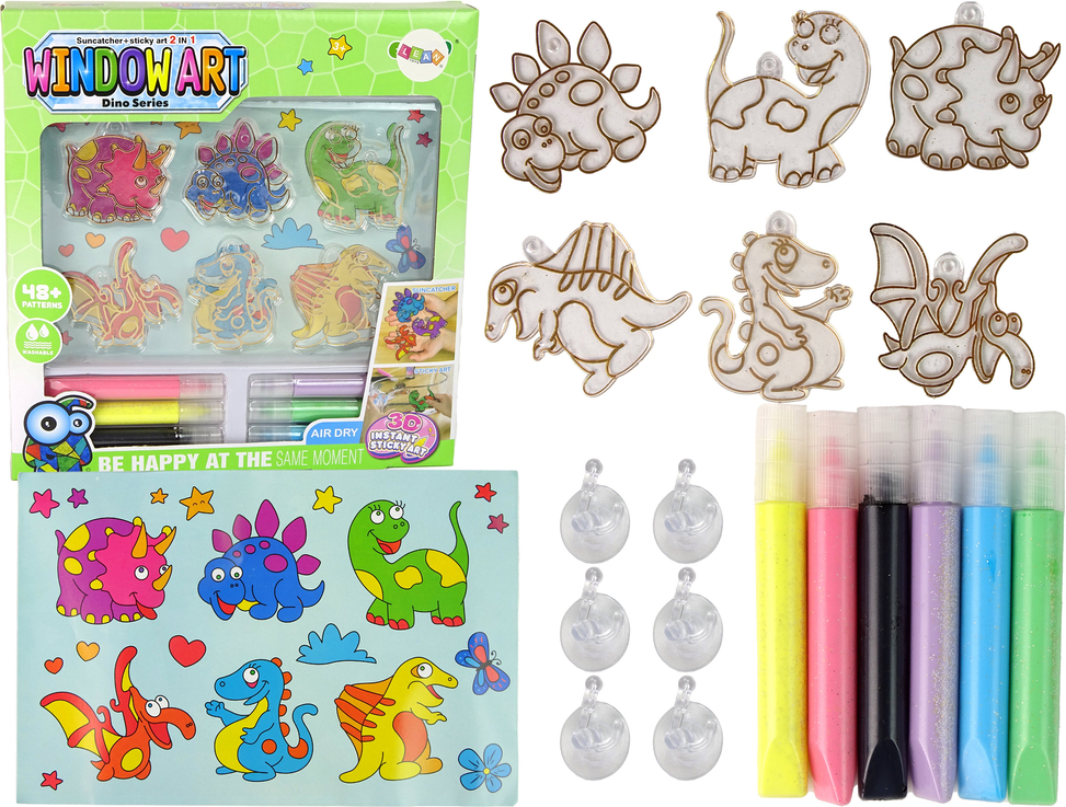 IMPORT LEANTOYS Kreativset Glasmalerei Fusing Farbe Dinosaurier 3D