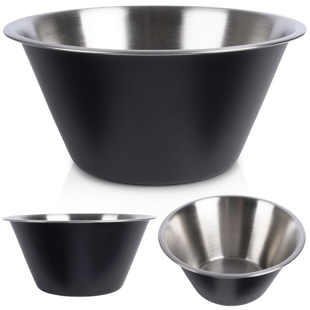 Vilde Edelstahl-Küchenschüssel Schüssel Rührschüssel Servierschüssel Schale schwarz 22 cm 2 L