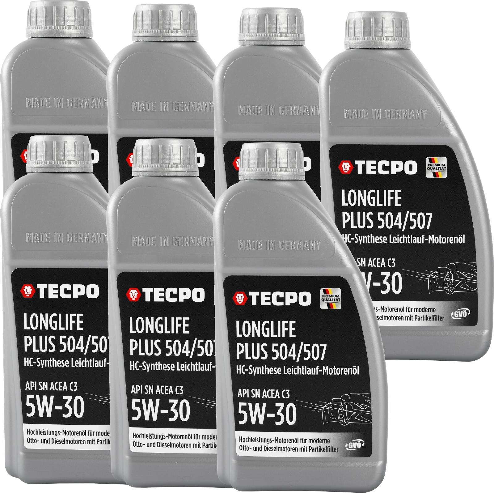 TECPO Motoröl 7 Liter 5W-30 LONGLIFE Plus HC Synthese ACEA C3 API SN / 504/507 / MB 229.31 229.51 / LL-04 C30 300200-1