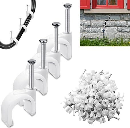 Zimtky 200 Stück Kabelschellen,Nagelschellen,Kabel Befestigungen,Cable Clamp,Kabelklemmen Nagel,Kabelklemmen Wand,Kabelhalter Decke,Kabelschellen Nagelschellen,Mit Nagel,für Kabel,Weiß (4mm) Z250611B0DKSKJNRS