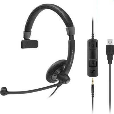 Sennheiser SC 45 USB MS - Slúchadlá - čelenka - kancelária/telefónne centrum - čierne - monofónne - riadiaca jednotka SCR