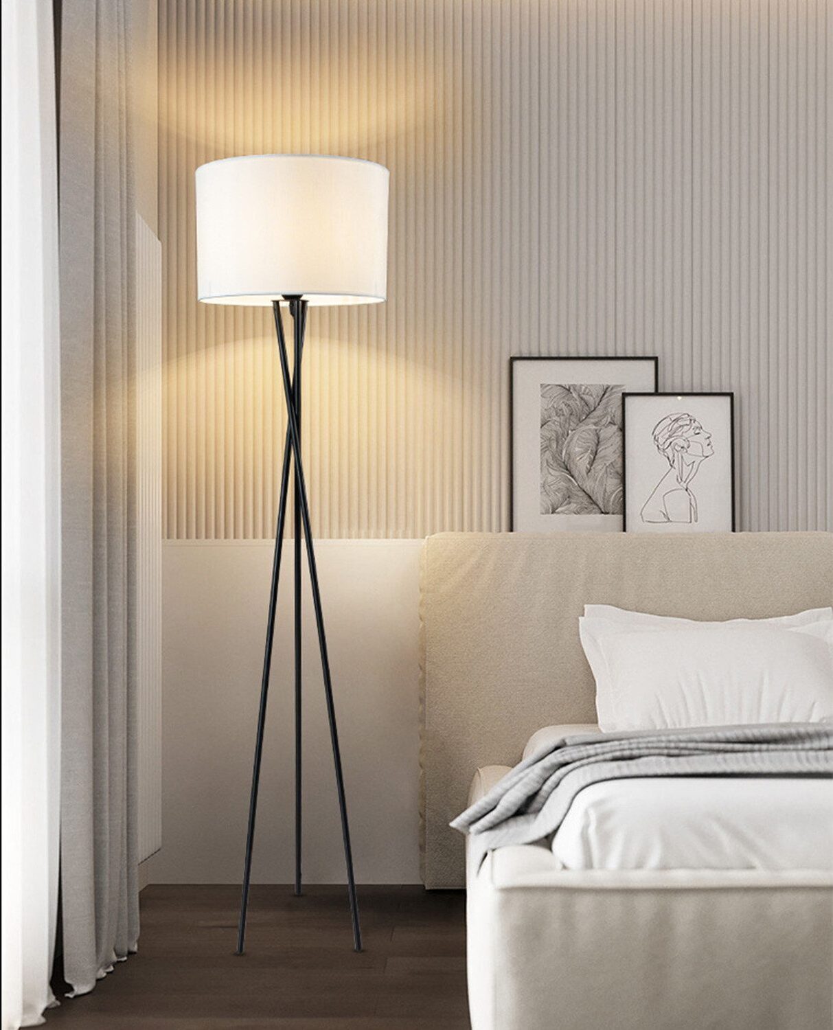 Sross Stehlampe LED Stehlampe dimmbar Wohnzimmer Leselampe schwarz Standleuchte ,9W LED-Leuchtmittel,Stehlampe, Stehleuchte 165cm, mit Fußsc