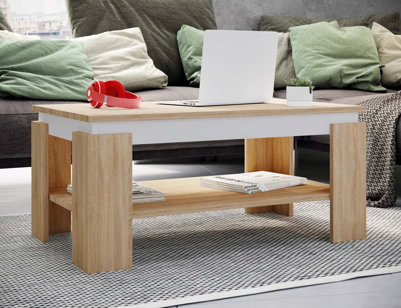 VCM Holz Beistelltisch | Couchtisch schlicht | Maße ca. H. 41 x B. 90 x T. 53cm | Wohnzimmertisch | Sofatisch - Rolas 56-918840