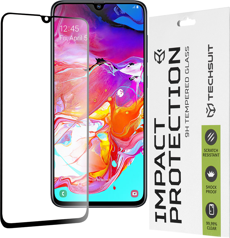 Techsuit Full Cover Ochrana displeja pred nárazmi pre Samsung Galaxy A70/A90 - čierna