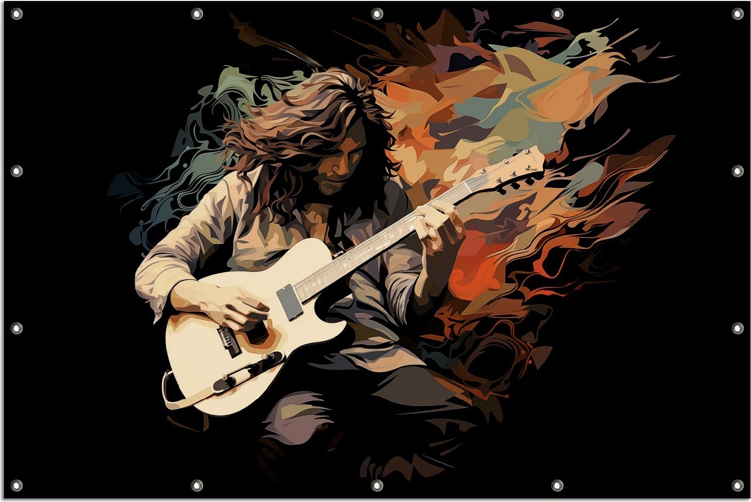 Wallario Outdoor-Poster für Garten oder Balkon, Motiv Gitarrensolo, in ca. 120 x 180 cm goban1100-120180