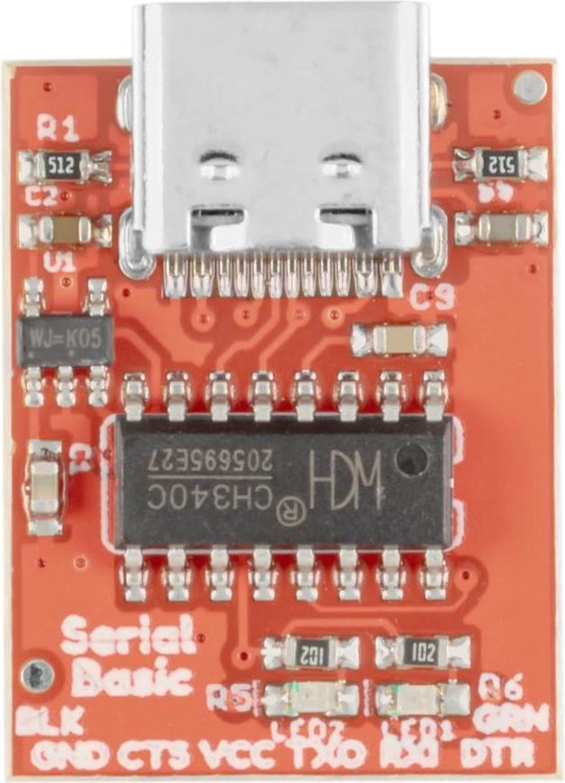BerryBase CH340C USB zu TTL Modul, TX / RX Datenanzeige LEDs, USB-C, 3,3V 5V BB-TTL-CH340C