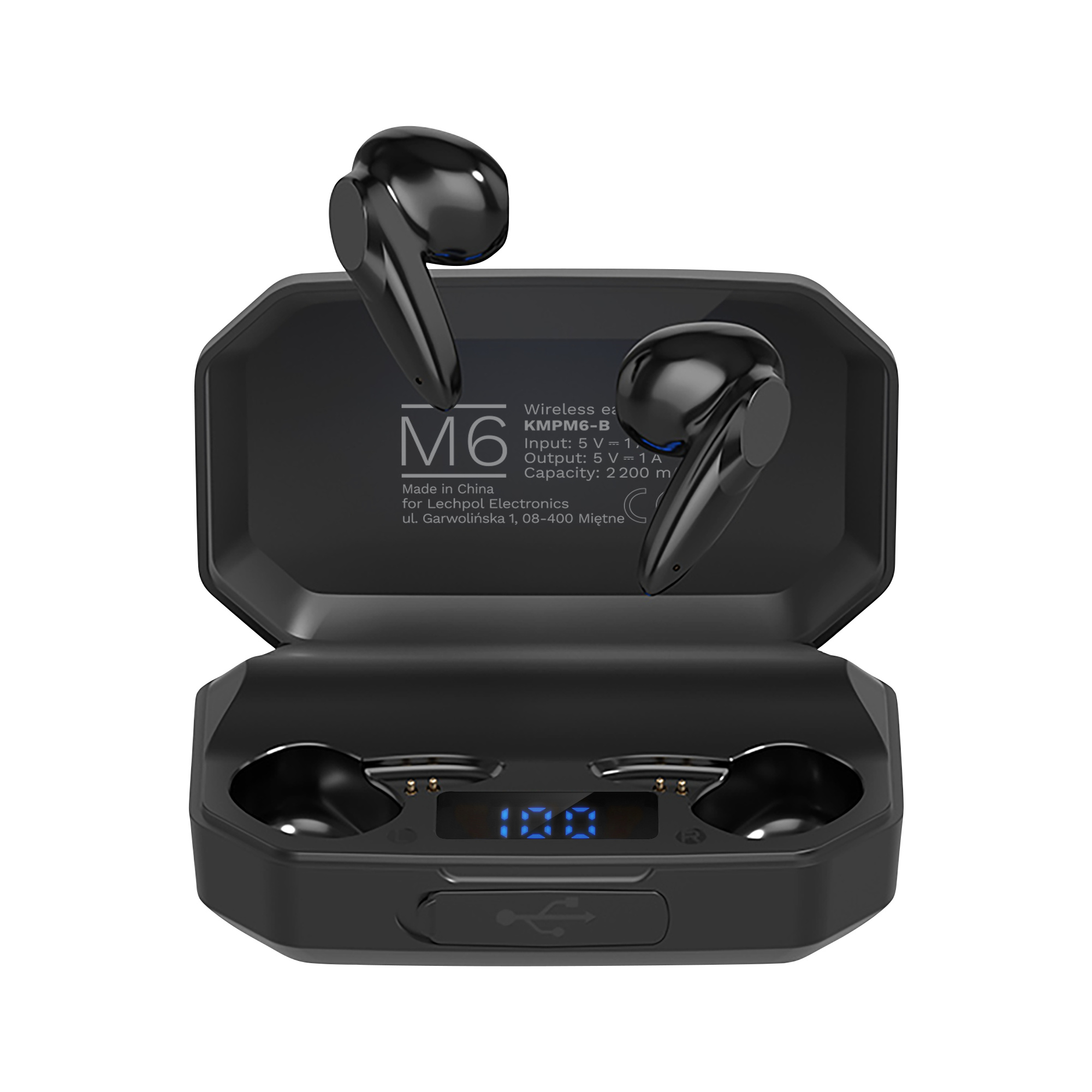 Bluetooth slúchadlá do uší s powerbankou Kruger&Matz M6 - čierne