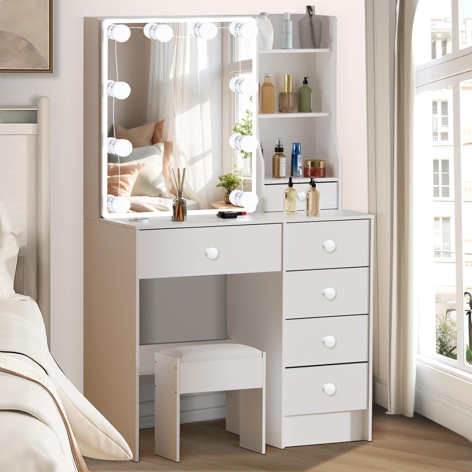 Schminktisch mit LED-Beleuchtung, Einstellbare