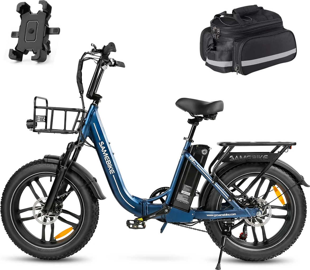 E-bike 4.0 plodné pneumatiky skladacie e-bike skladacie bicykle elektrický bicykel 20 palcov so 7-rýchlostným Shimano skladací bicykel s košom až 100km