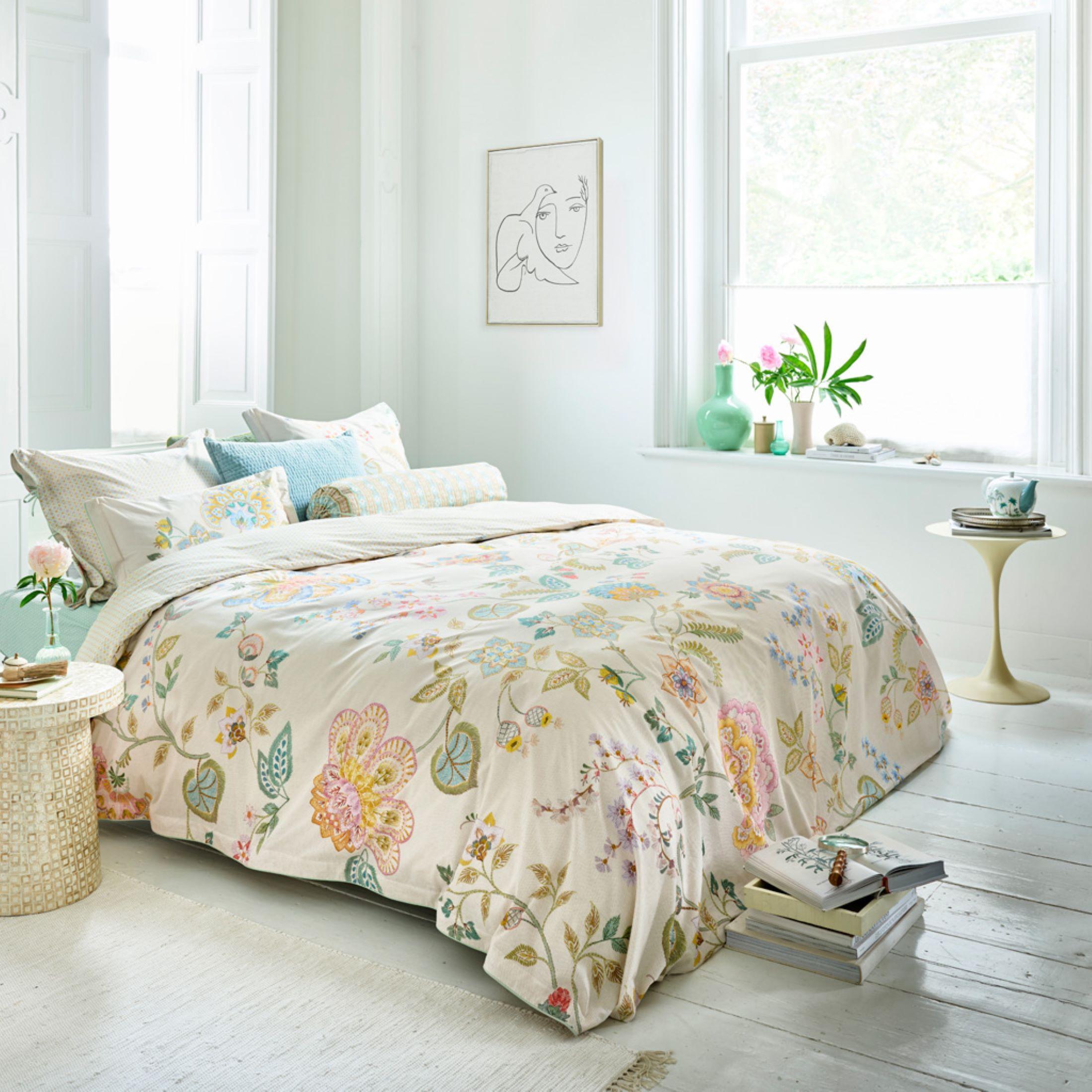 PIP Studio Perkal Bettwäsche 135x200 Buenas Tardes Off-White Blüten Asia Wende A-3293-25