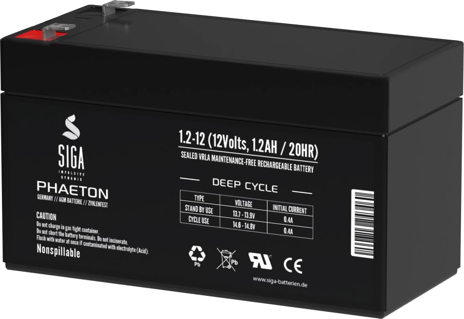 SIGA IMPULSIVE DYNAMIK LANGZEIT Akku 12V 1,2Ah S1,2-128