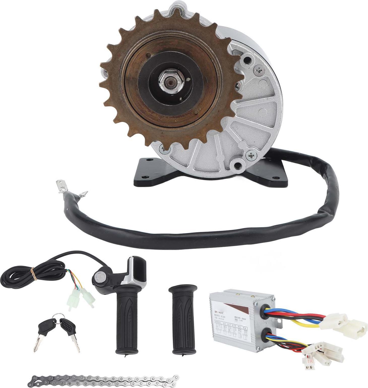 Fahrrad-Umrüstsatz, 24 V, 500 W, 22 Zähne, Untersetzungsmotor, Anzeige, Drosselklappensteuerung, 38 Glieder, Kette, Elektroroller, modifiziert