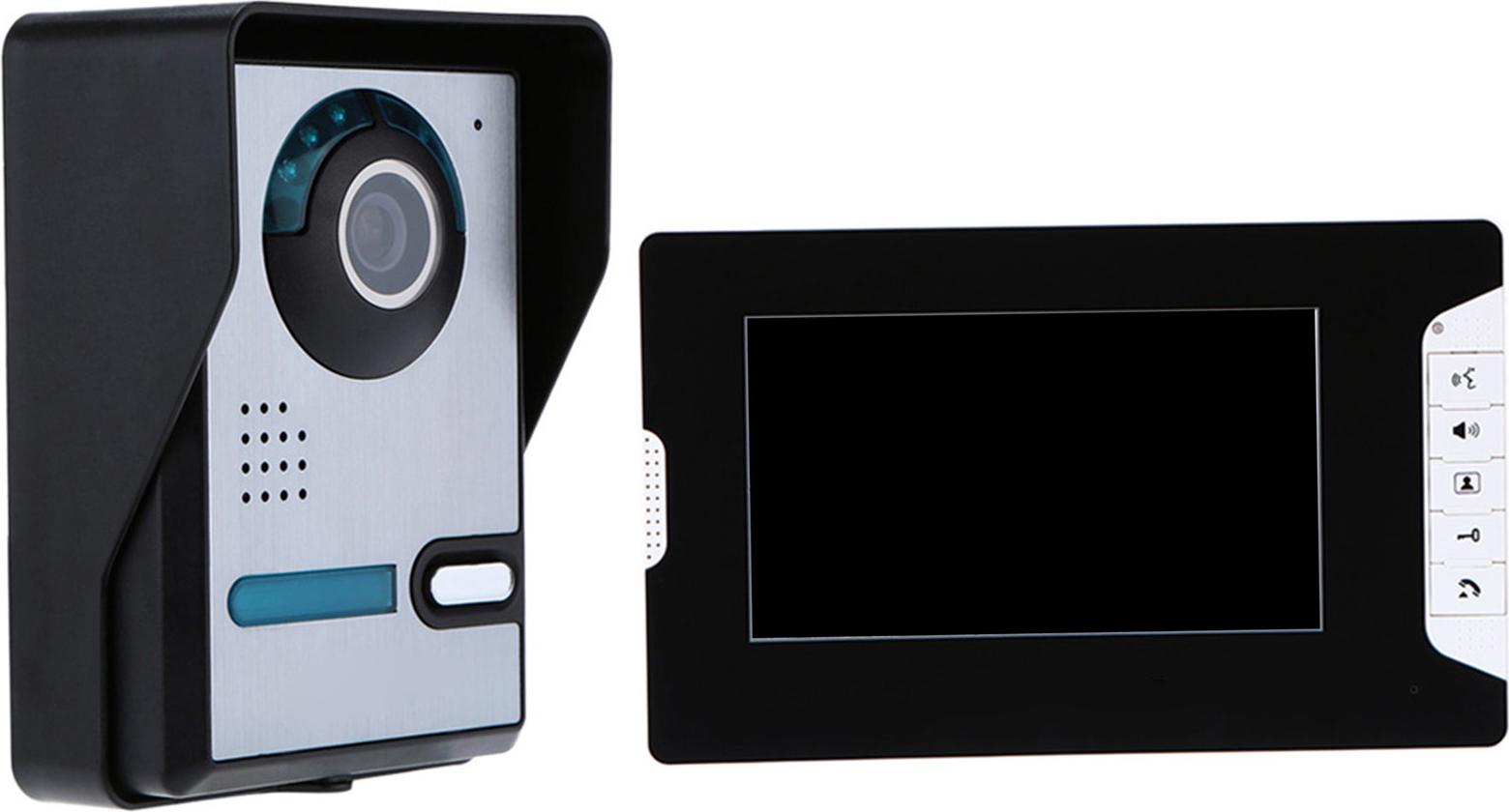 Video zvonček - telefón so 7'' farebnou obrazovkou TFT LCD monitora 5 IR LED diód 16 hudobných zvonení nastaviteľná hlasitosť jas pre zabezpečenie domácej kancelárie