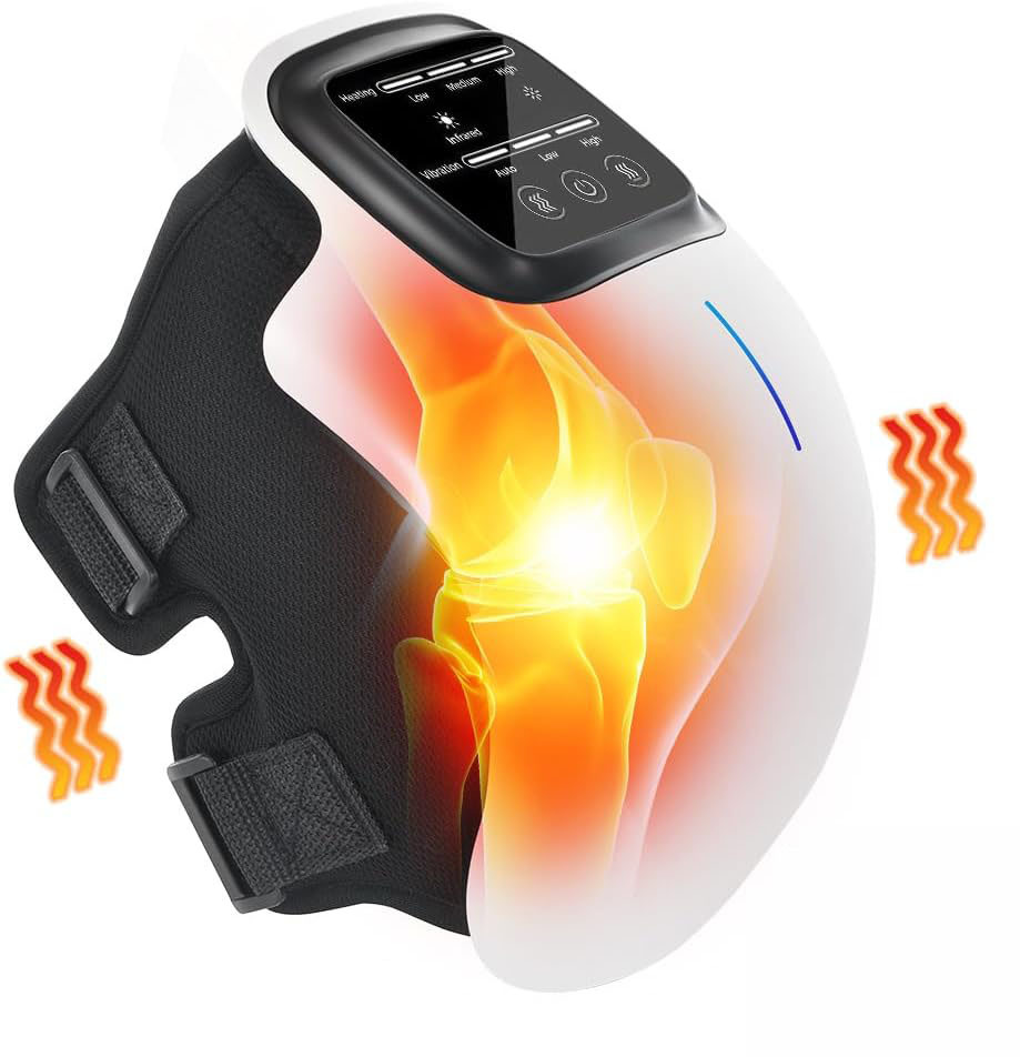 kuny Kniemassagegerät, Kabelloses Kniemassagegerät mit Infrarot-Heizung, Vibrationsmassage, LED-Touchscreen, Ladeanschluss, Typ C