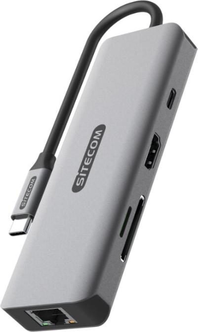 Sitecom CN-5507, USB Typ-C, HDMI, USB 3.2 Gen 1 (3.1 Gen 1) Type-A, USB 3.2 Gen 2 (3.1 Gen 2) Type-C, USB Typ-C, Microsd (transflash), SD, 5000 Mbit/s, Tmavo šedá, 100 W