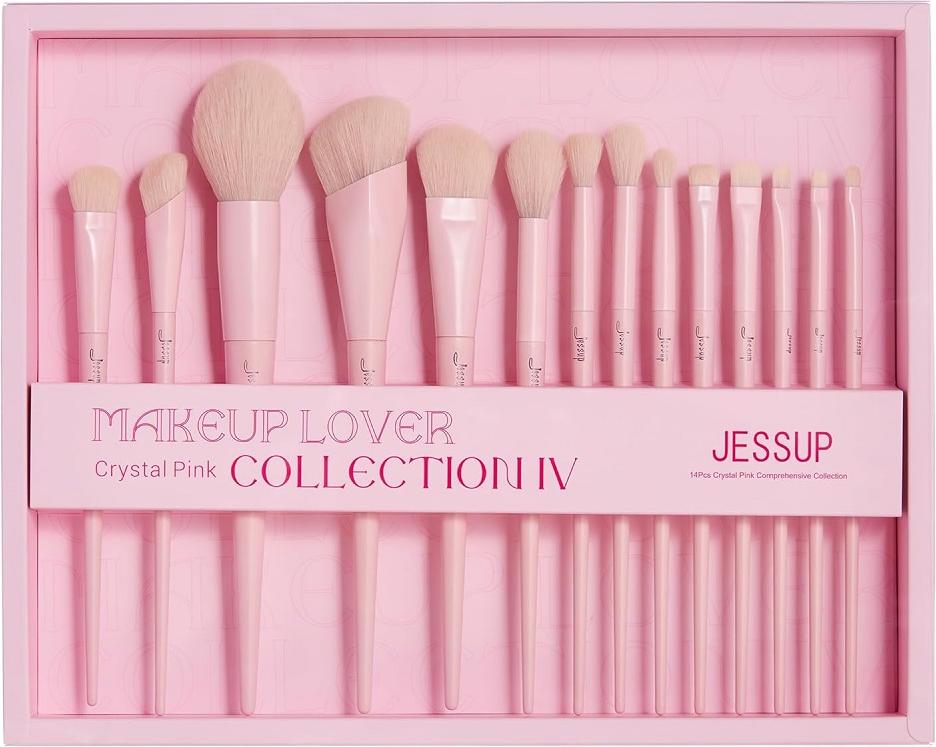 Jessup Makeup Lover Crystal Pink Collection IV Zestaw pędzli do makijażu T495, 14 sztuk