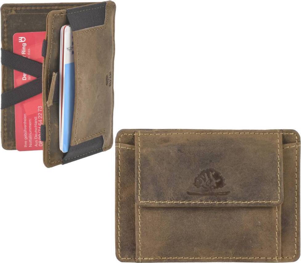 Green Burry Greenburry Magic Wallet Minibörse Geldbörse Leder braun mit Münzfach 10x7cm 1608A-25