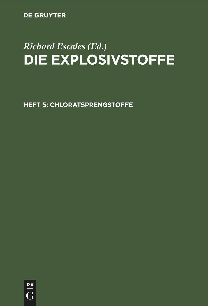 De Gruyter, Mercury Learning And Information Chloratsprengstoffe
