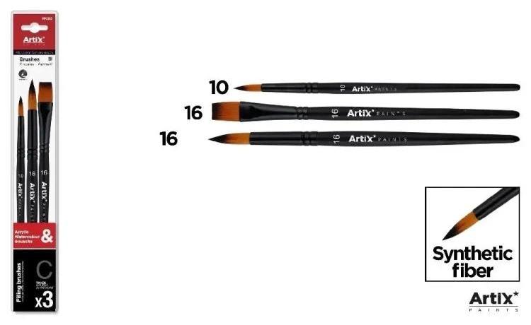 Synthetische Pinsel, Set C, 3 Stück – Artix