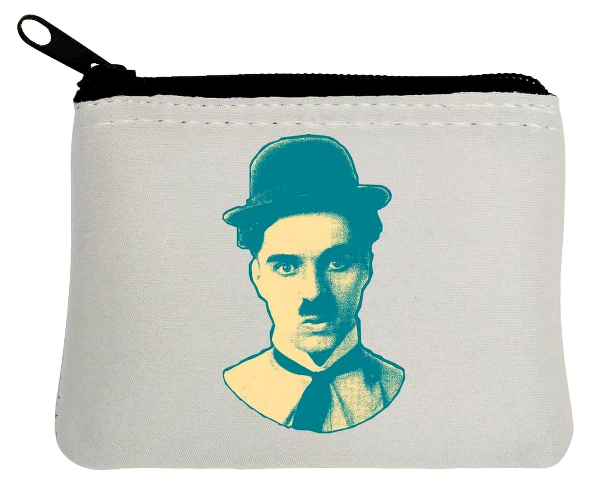 Markenlos Münzbörse aus Neopren, Retro-Stil, Schauspieler, Blau, Pop-Art-Foto, 10 x 11 cm, Weiß