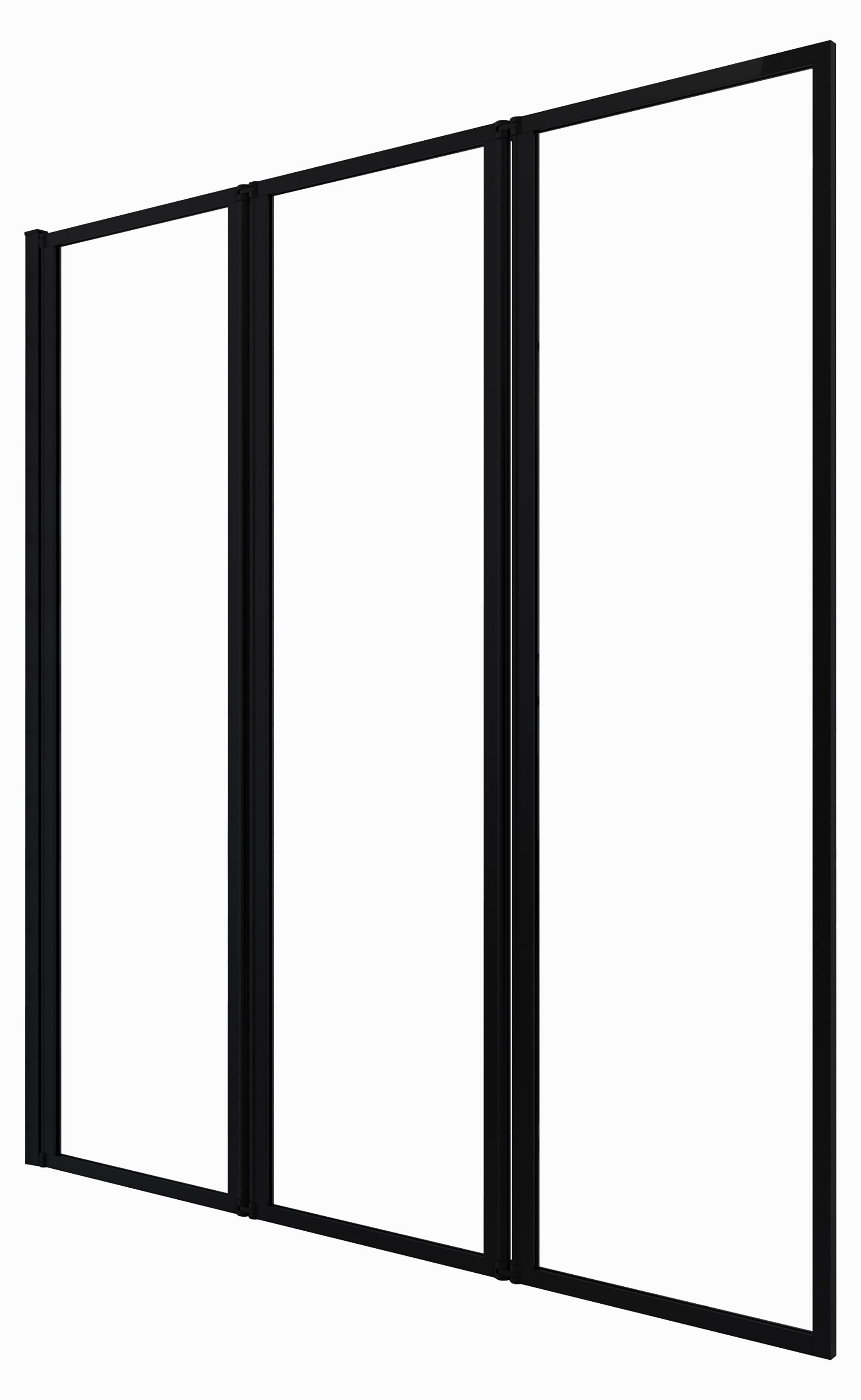 MARWELL Badewannenfaltwand 125×143 cm, 3-tlg. Faltwand, Schwarz, Aluminium, ESG FAC275