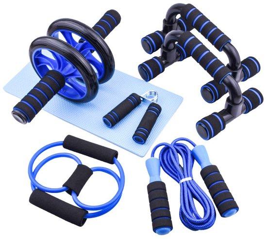 OEM Bauchmuskelausdauer-Trainingsgerät 7-fach - Blauer Trainingskombi - Multifunktionaler Trainingsset - Hausexercisegerät - Trainingsgerät mit Handgriff - Trainingsgerät mit Widerstandsbändern - Trainingsgerät für Push Ups 2026