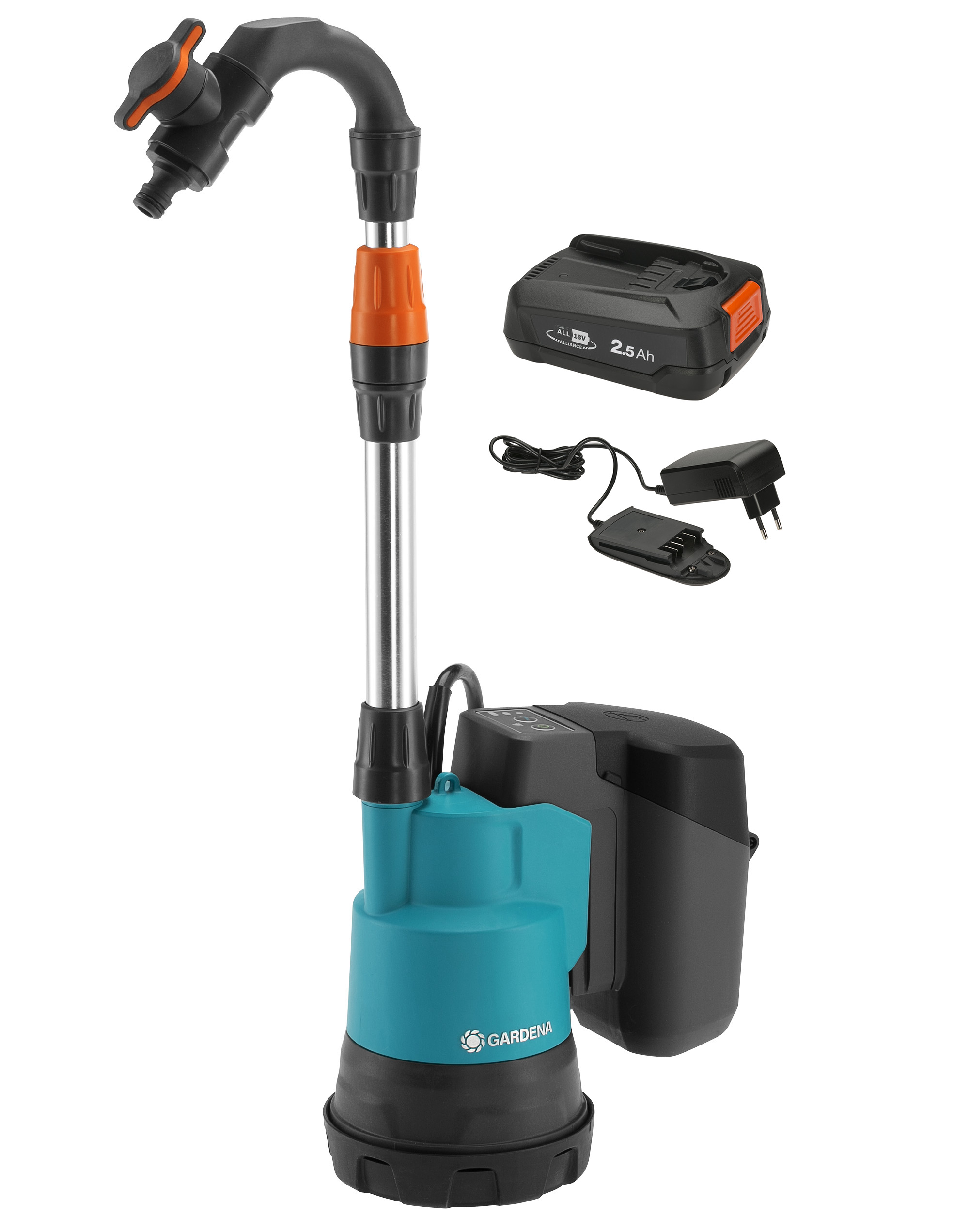 GARDENA akumulátorové čerpadlo do suda 2000/2 18V P4A pripravené na použitie 14602-61