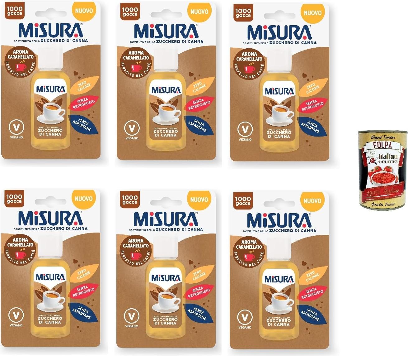 Misura Dolcificante Liquido Sostitutivo dello Zucchero di Canna 55ml, Flüssigsüßstoff Rohrzuckerersatz 6x 55ml + Italian Gourmet polpa 400gr YM-VE3Z-9RER