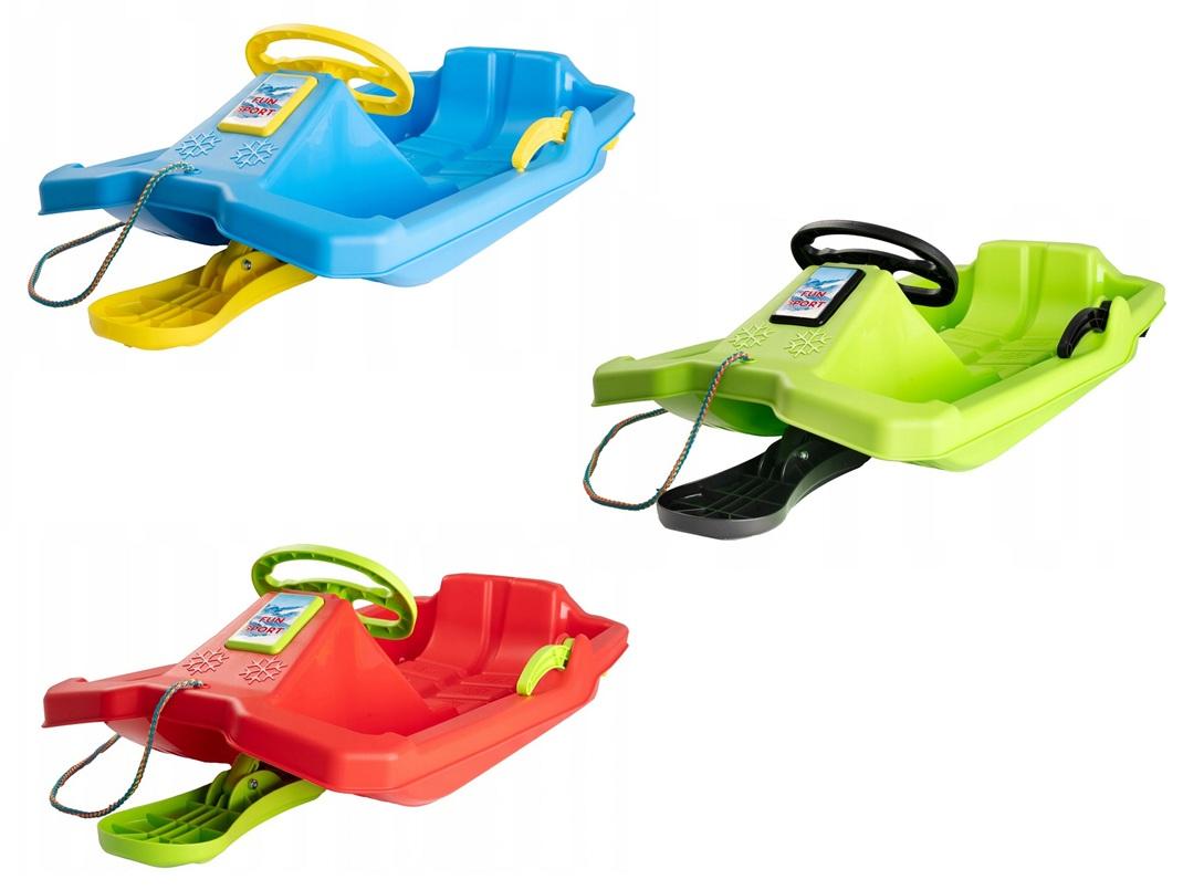 Marmat Lenkschlitten Kinder Schlitten mit Lenkrad Bremse Rodel Winter ROT