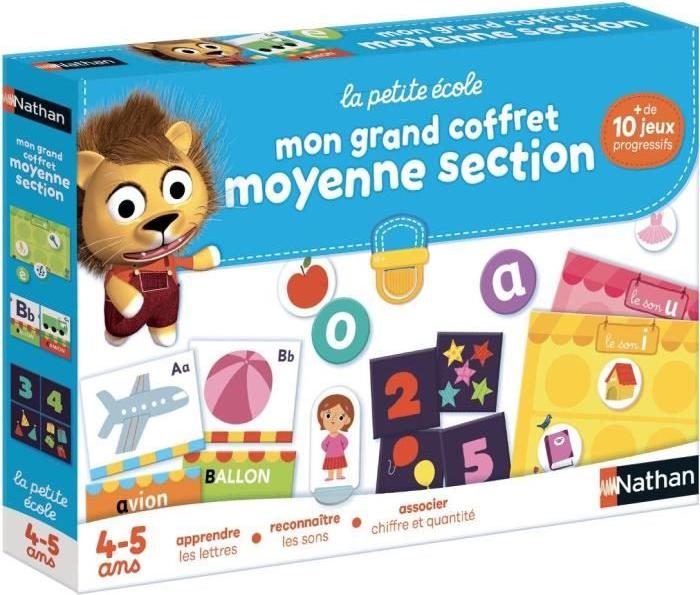 Lernspielzeug, NATHAN La Petite Ecole Mon Grand Coffret Moyenne Section, Alphabet Lernen, Zählen bis 5, Gedächtnistraining NAT31412
