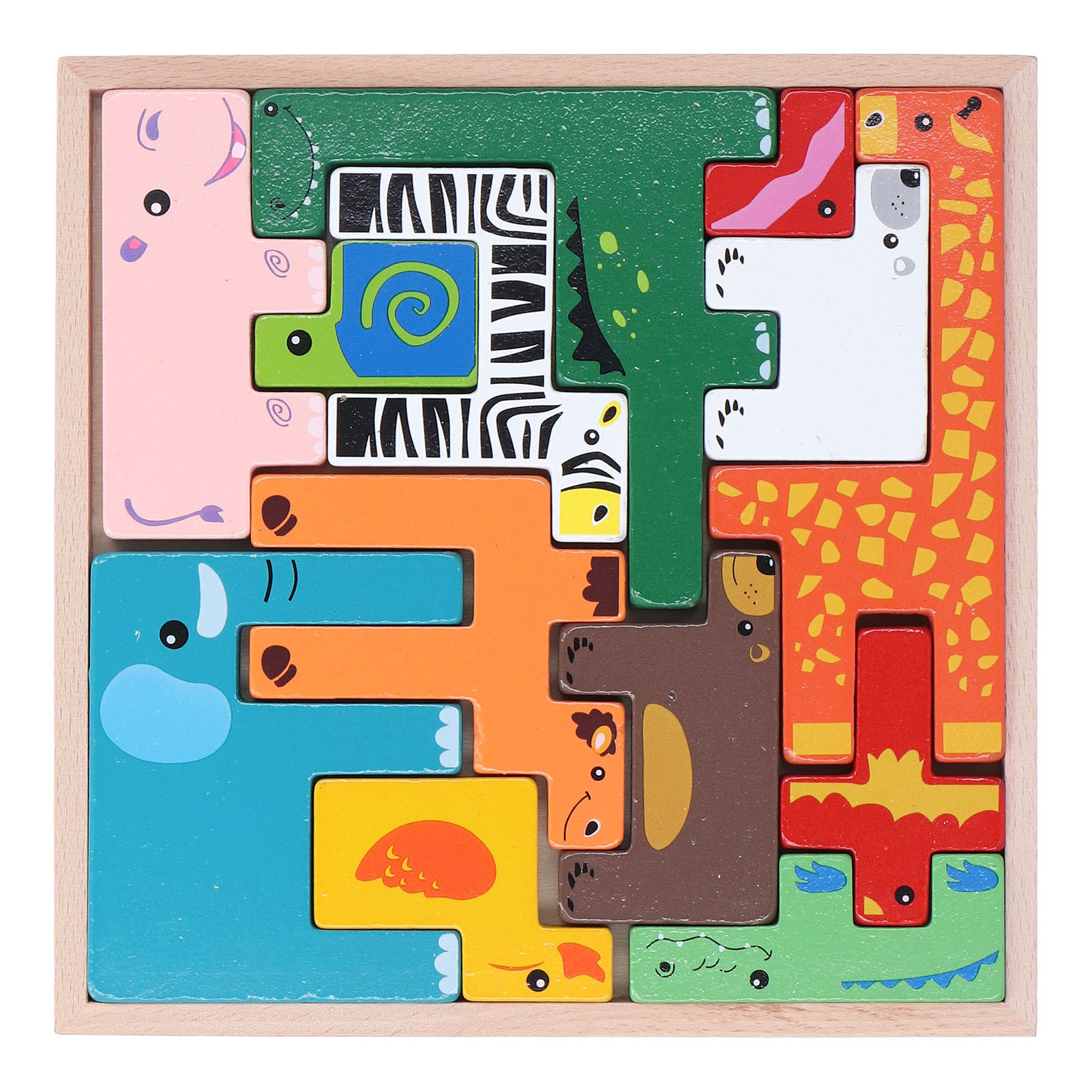 Cocosity Bauklotz-Spielzeug,Holzbauklotz,3D-Baby-Puzzle-Spielzeug,Tier-Puzzle-Spielzeug,Kinder-Stapelspielzeug,Kinder-Lernspielzeug