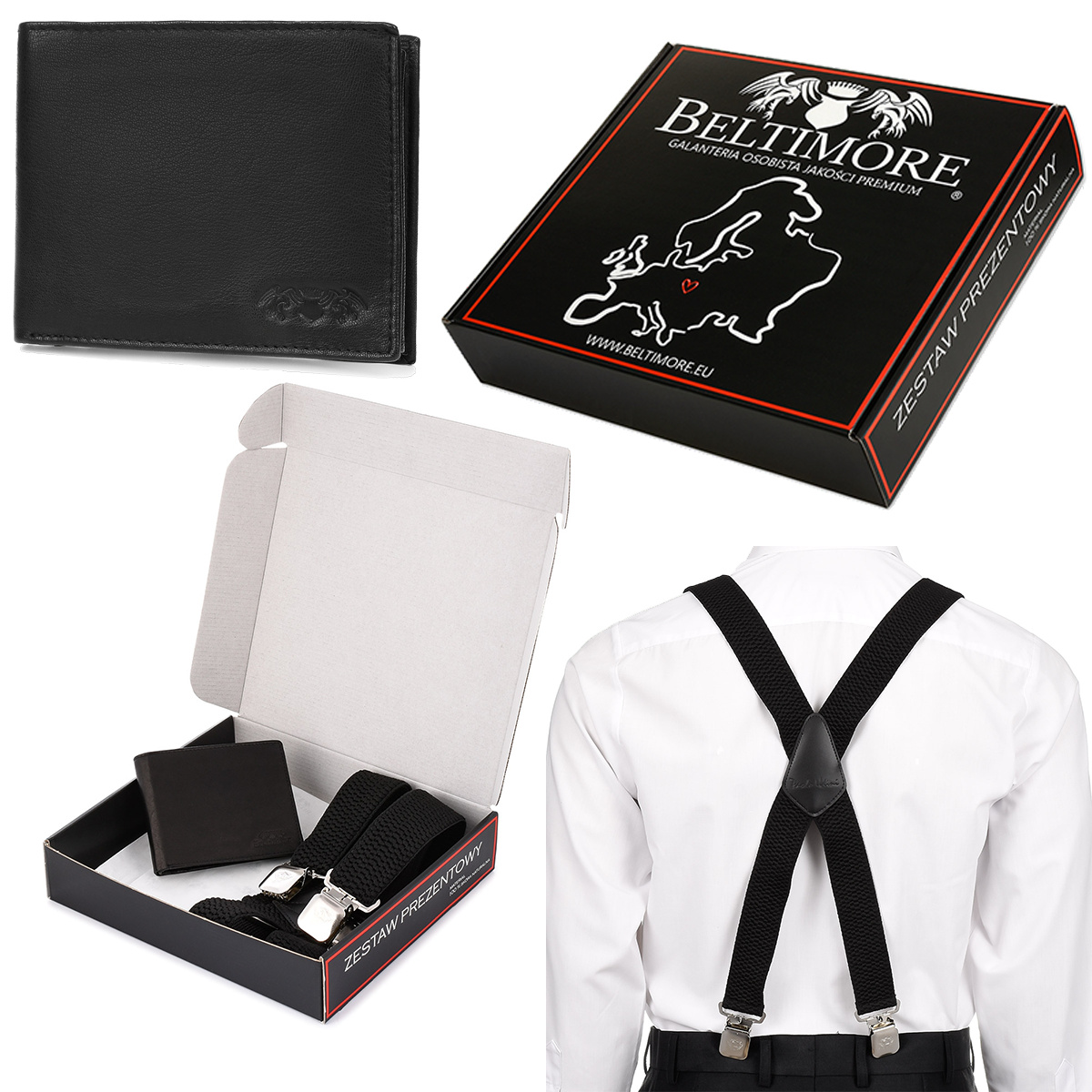 Herren-Geldbörsen-Set aus Leder mit Hosenträgern X Beltimore