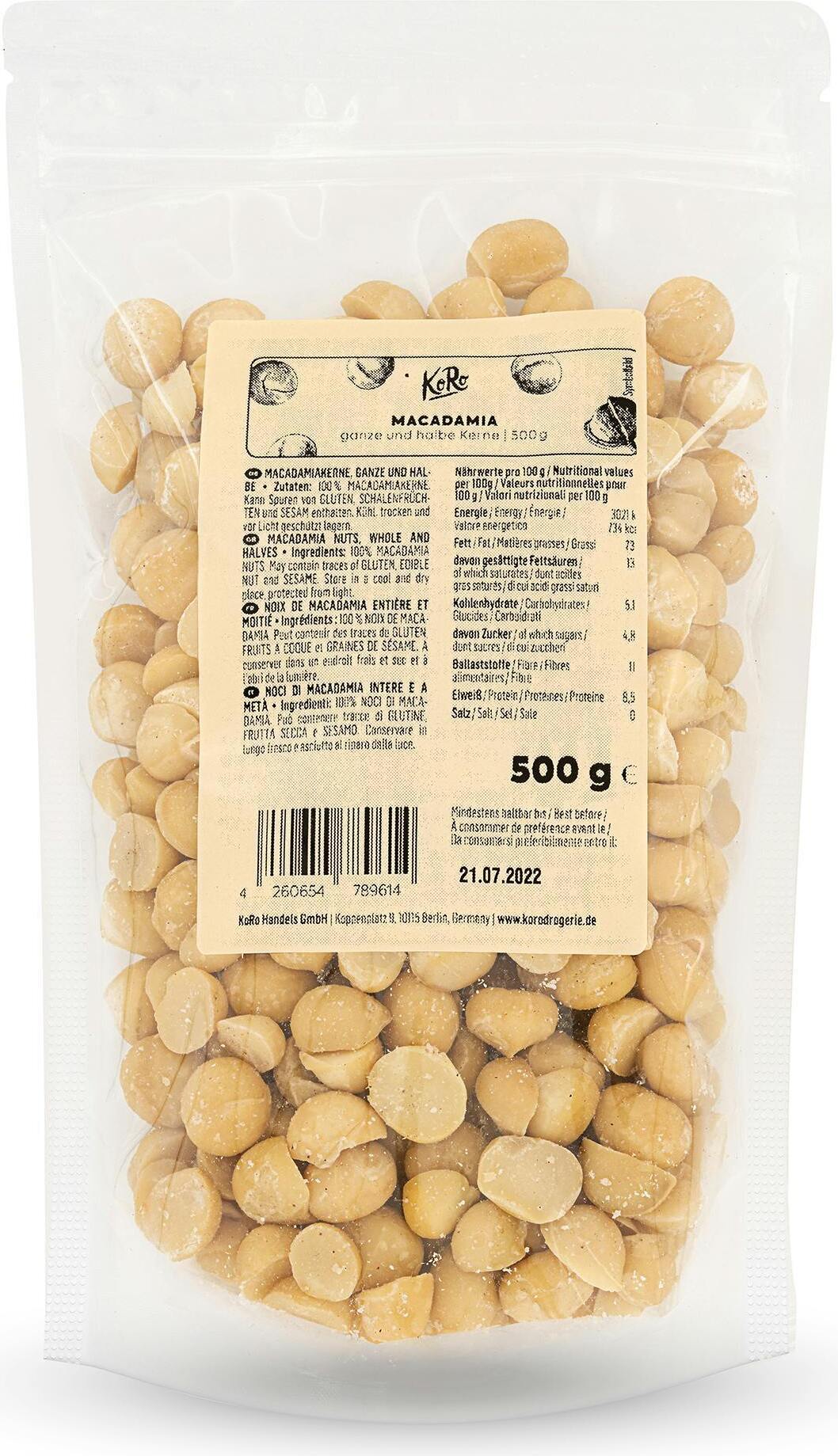 KoRo | Ganze und halbe Macadamiakerne 500 g