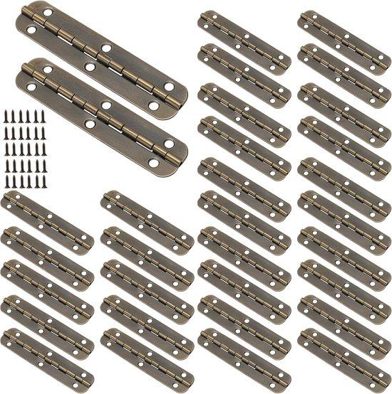 OEM Pack mit 30 Piano-Bändern mit Schrauben - 6 x 1,5 cm Mini-Metall-Schubladen in Antik-Bronze - Mini 90-Grad-Schubladen für Schmuckdosen - DIY-Projekte oder Möbel 2026