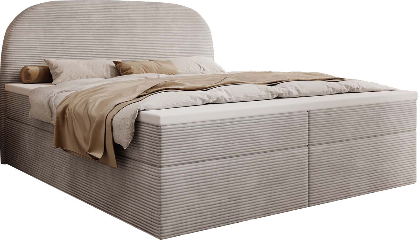 MyBed Zen box spring bed Čalúnená posteľ Čelo postele Úložný priestor 160x200 Vreckový matrac H2 Topper Beige Poso02