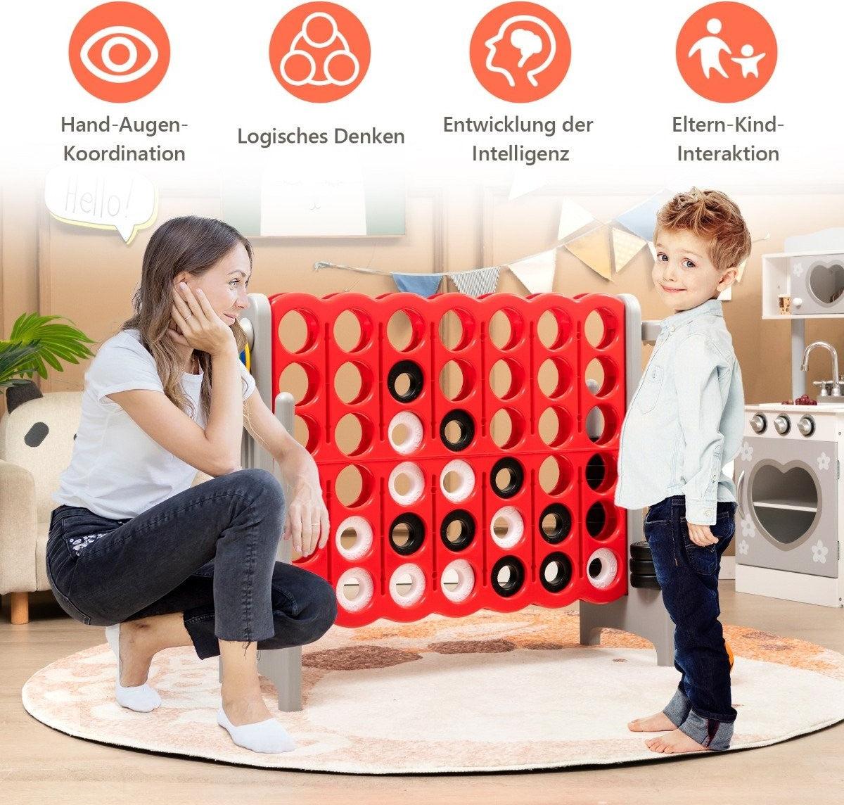 Northix Großes 4-Gewinnt Jumbo 4-Gewinnt Set 84 x 33 x 79 cm Rot + Grau