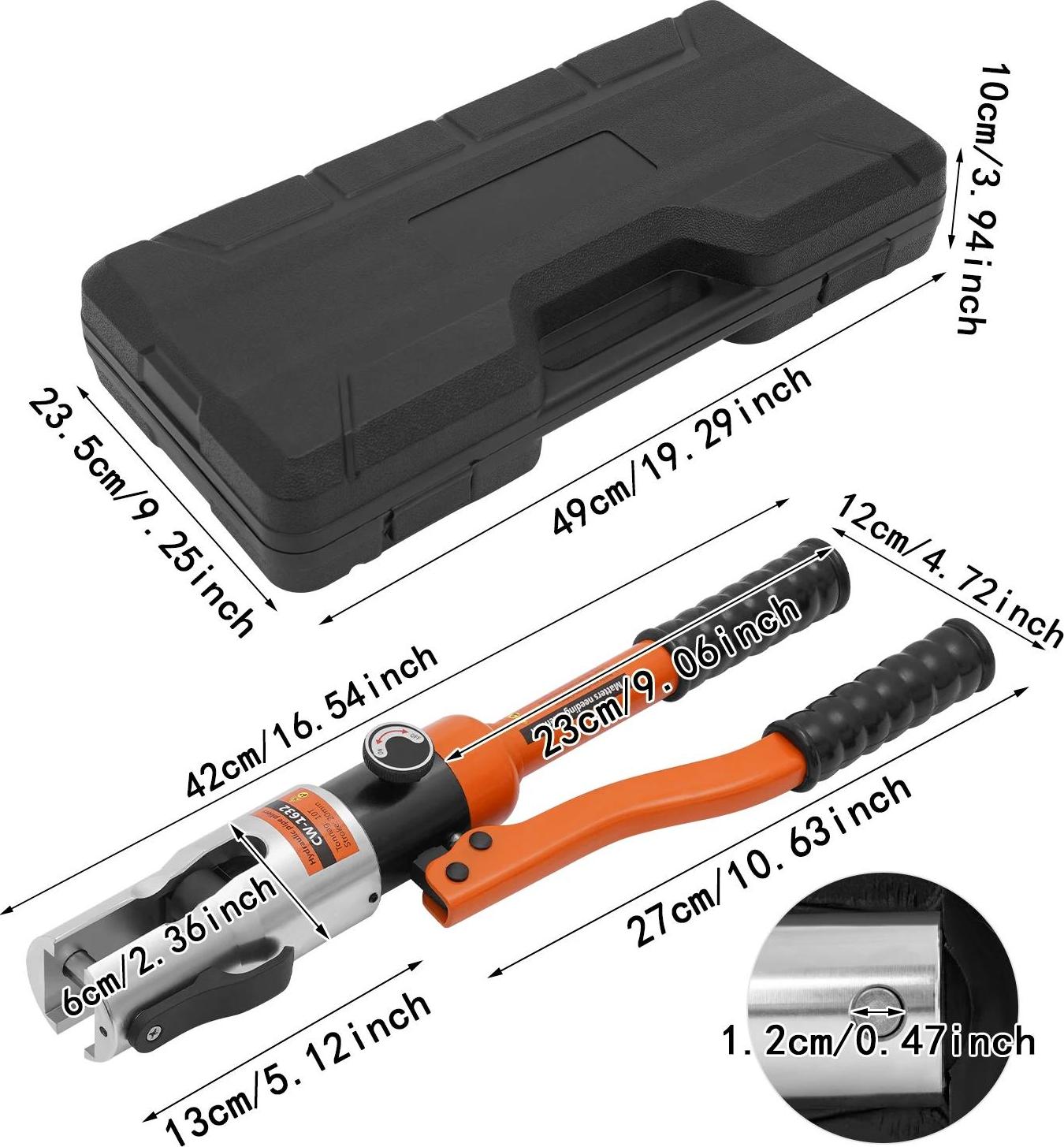 Krimpovacie kliešte, 9 matríc v balení, vysoká krimpovacia sila, oranžové