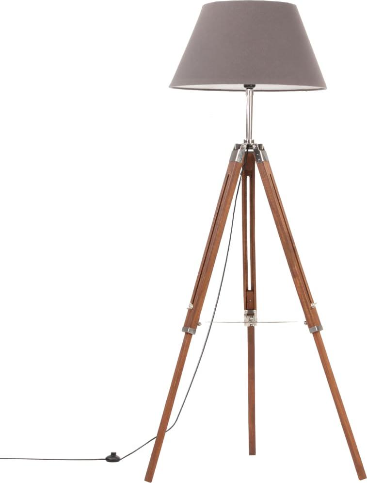 vidaXL Stativlampe Honigbraun und Grau Teak Massivholz 141 cm 288078