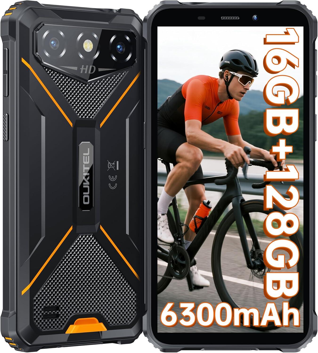 OUKITEL G3 outdoorový mobilný telefón 16GB+128GB(1TB) 6300mAh outdoorový smartfón bez zmluvy 6,0'' displej Corning glass 5 13MP IP68/69K mobilný telefón na stavenisko, Orange