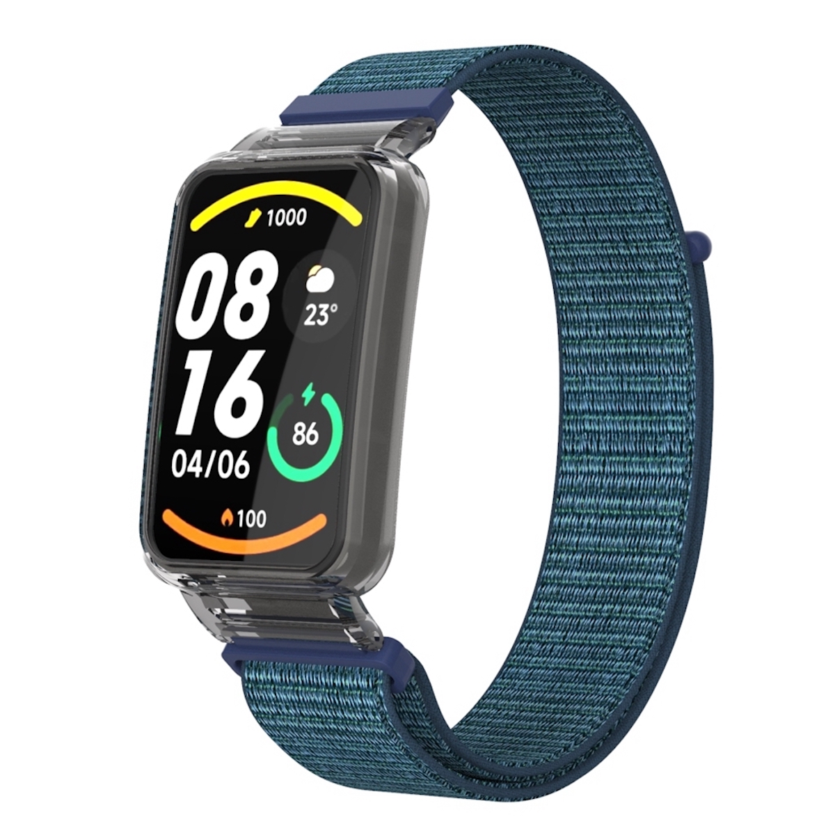 Pre Xiaomi Mi Band 7 Pro 2 v 1 hodinkový remienok s nylonovou tkaninou a integrovaným ochranným krytom Náhradné inteligentné hodinky Dark Grey