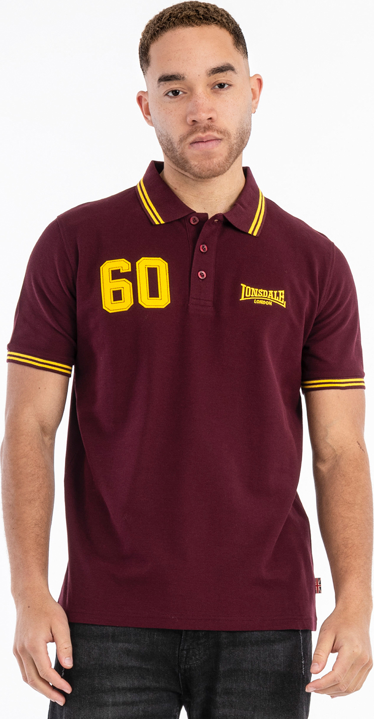 Herren Poloshirt normale Passform HELLISTER Oxblood/Yellow 3XL Lonsdale 117545